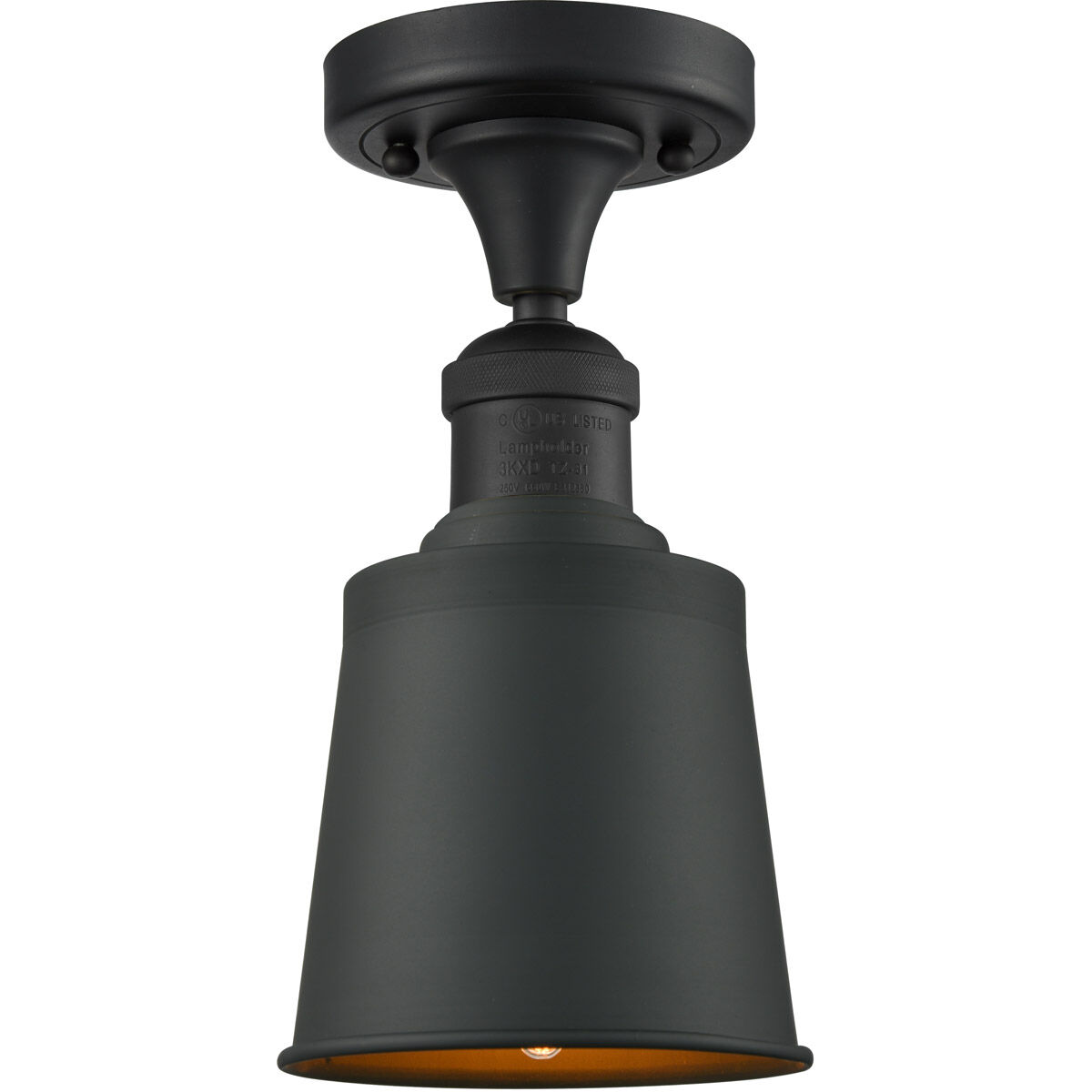 Franklin Restoration Addison LED 5 inch Matte Black Semi-Flush Mount Ceiling Light, Franklin Restoration