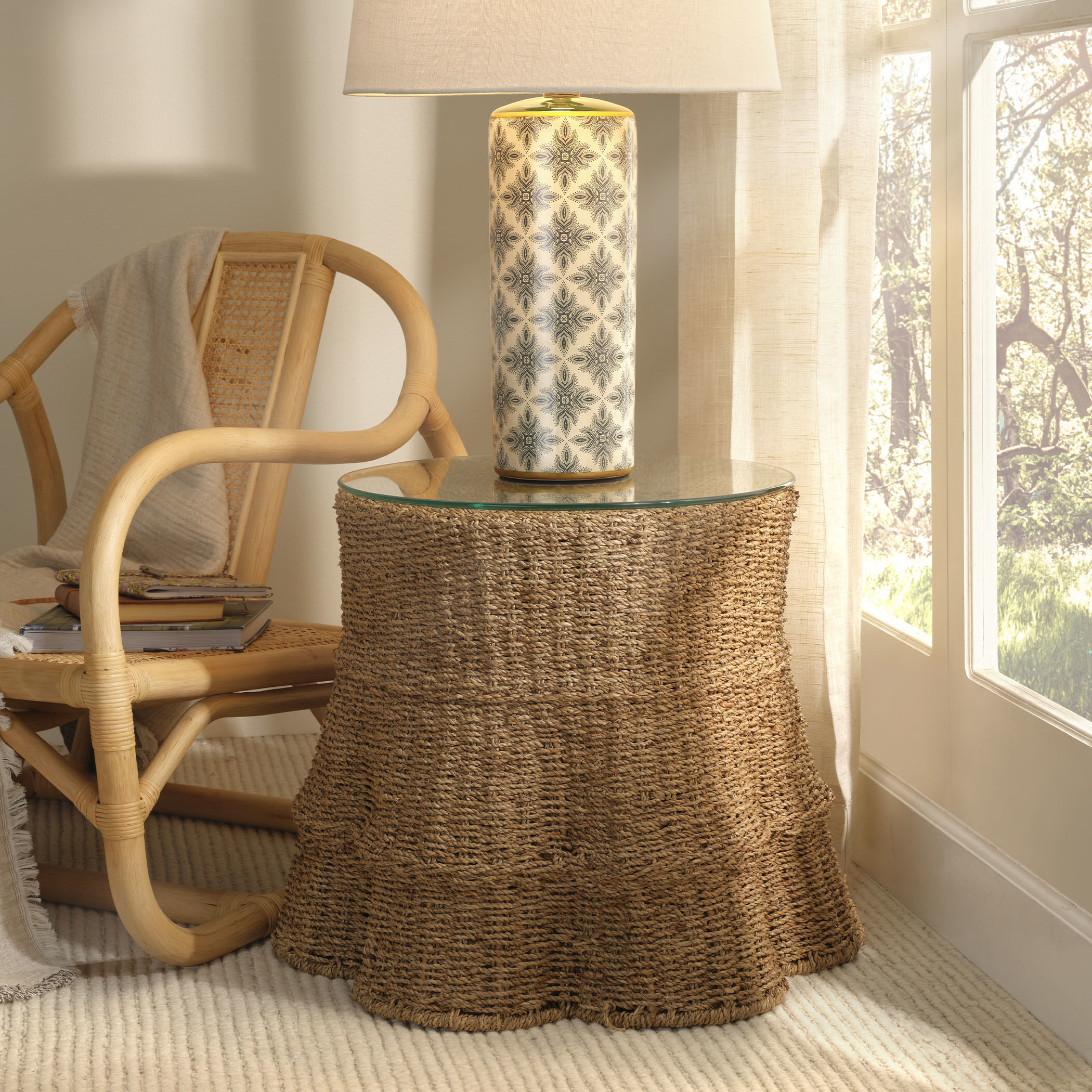 Falda 25 X 20 inch Natural Reed Side Table, Inline