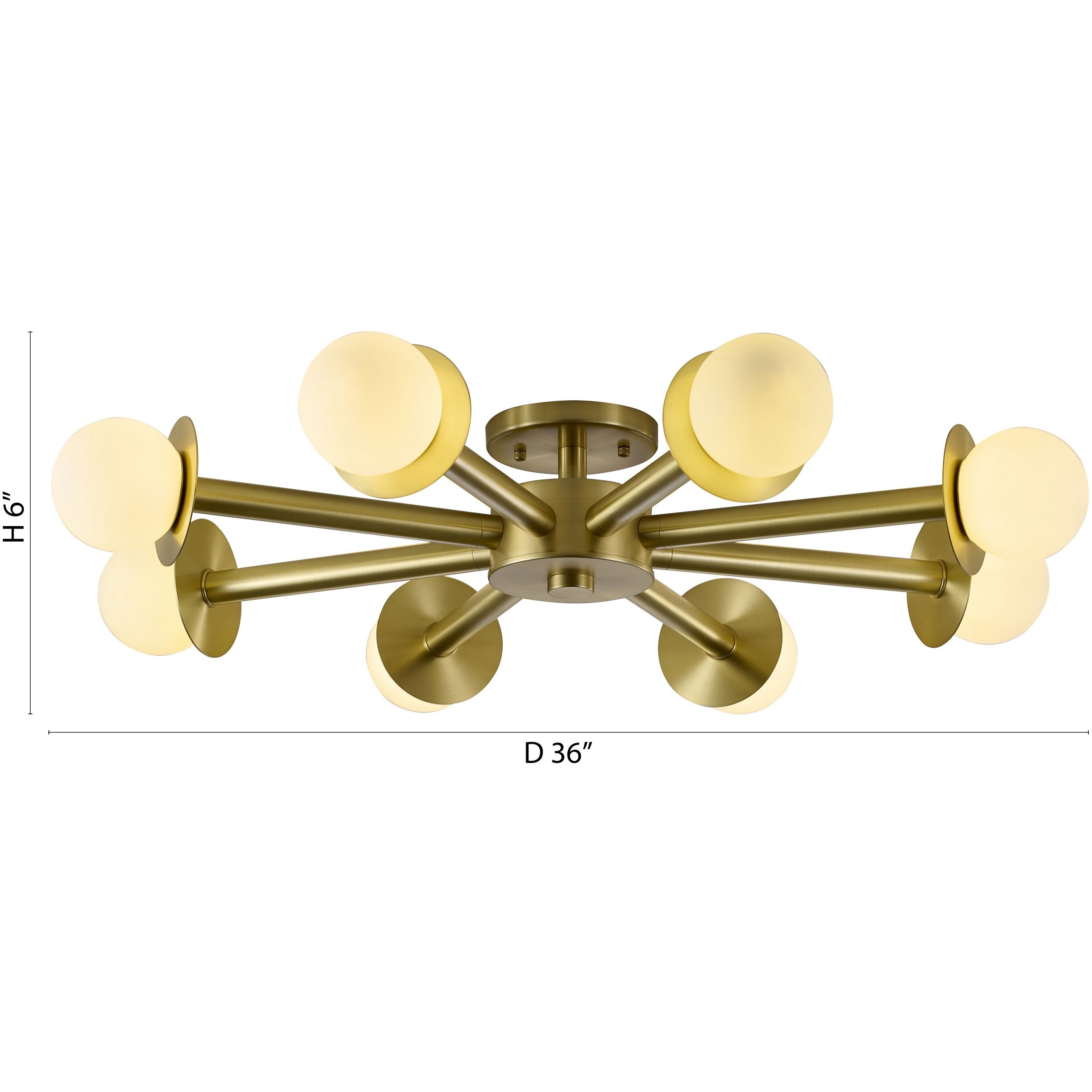 Canada 8 Light 36 inch Satin Brass Flush Mount Ceiling Light