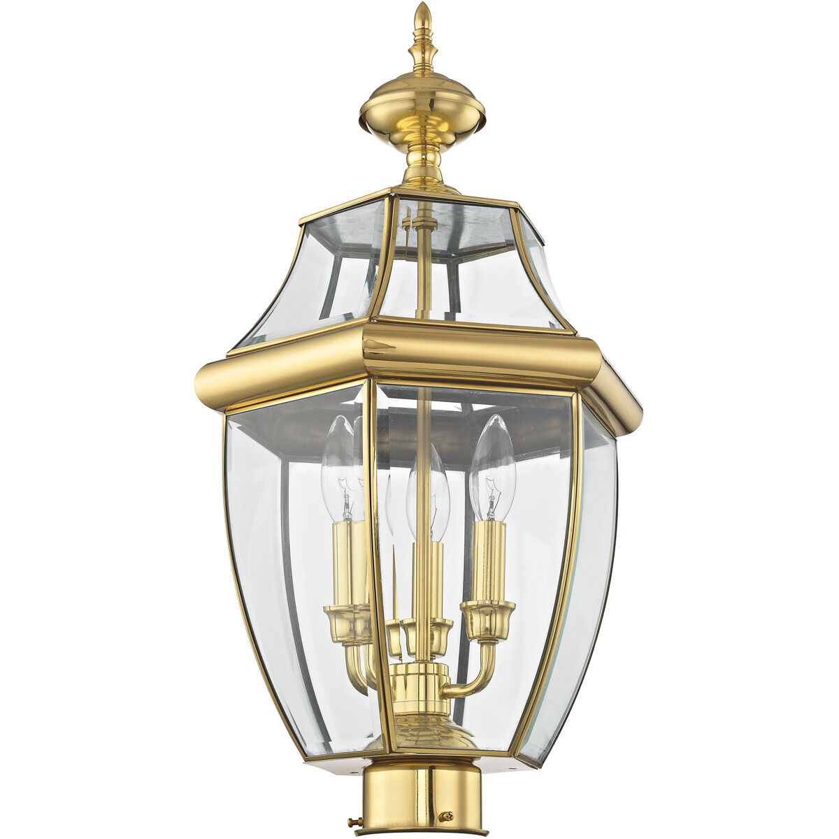 Monterey 3 Light 23.5 inch Polished Brass Outdoor Post Top Lantern