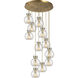Newton Sphere 12 Light 27.25 inch Brushed Brass Multi Pendant Ceiling Light in Seedy Glass