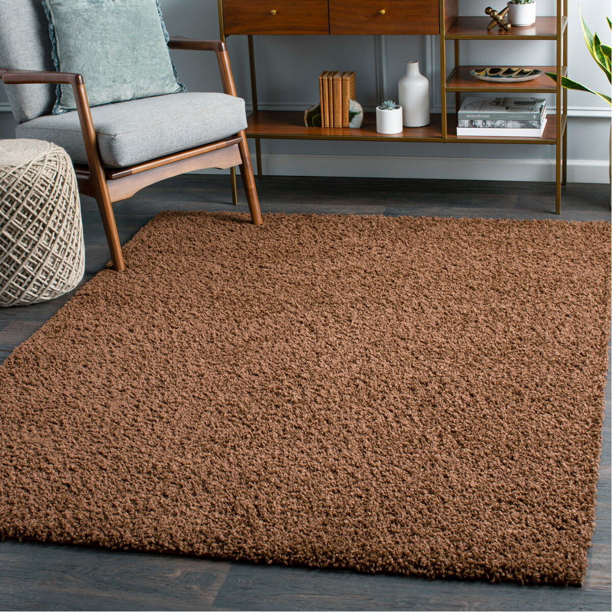 Bliss Shag 84 X 63 inch Dark Brown Rug in 5 x 8