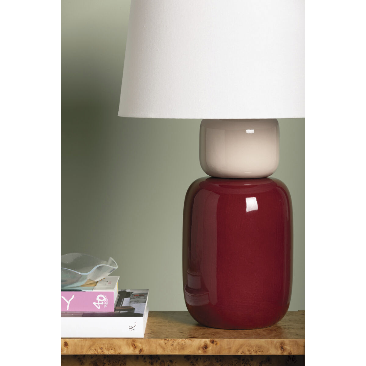 Batya 24 inch 15.00 watt Aged Brass/Ceramic Bordeaux Blush Table Lamp Portable Light