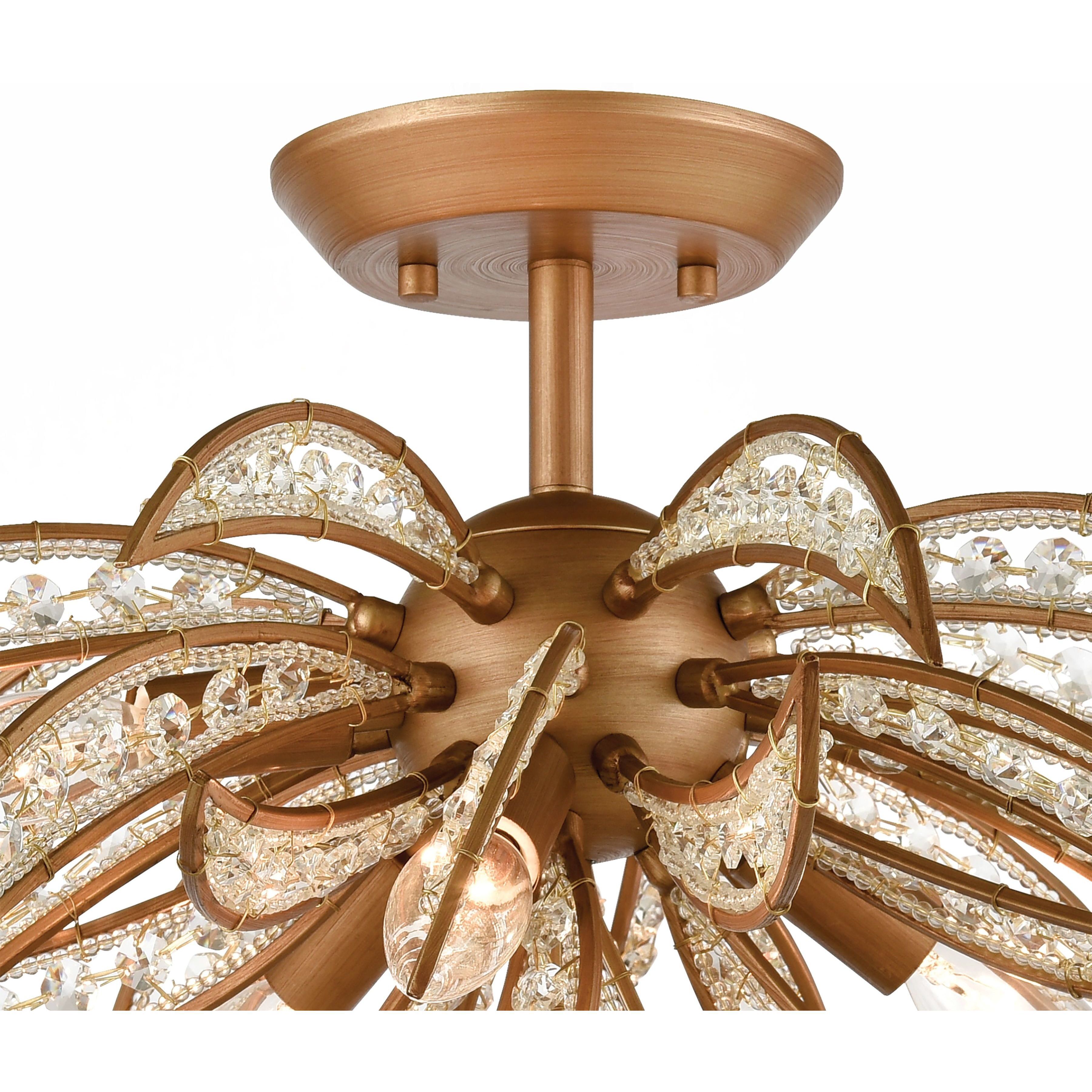 Naples 5 Light 21 inch Matte Gold Semi Flush Mount Ceiling Light