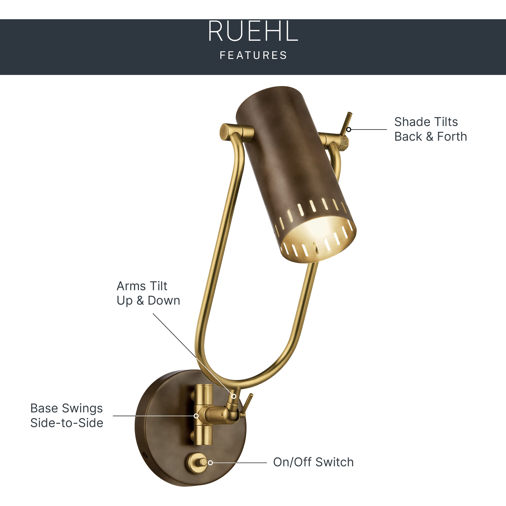 Ruehl 14 inch 9 watt Lacquered Bronze Swing Arm Wall Sconce Wall Light