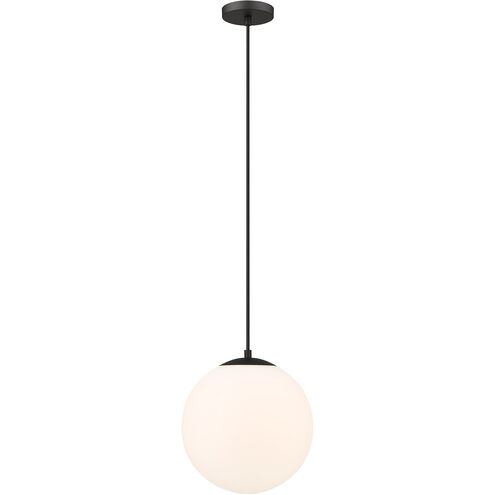 Tolland LED 12 inch Matte Black Mini Pendant Ceiling Light in Matte White Glass
