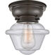 Aditi Small Oxford 1 Light 8 inch Oil Rubbed Bronze Flush Mount Ceiling Light in Seedy Glass, Aditi