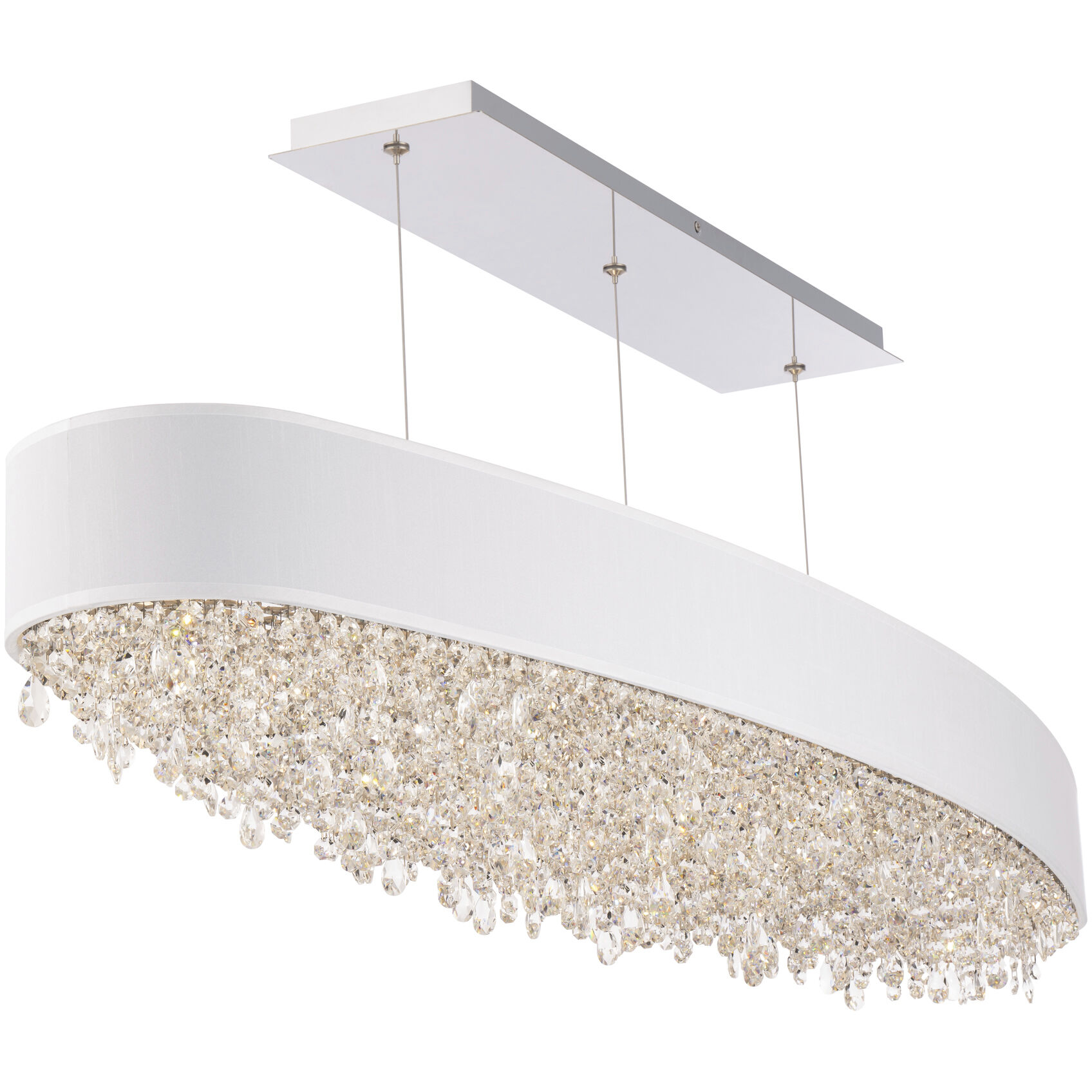 Eclyptix LED LED 48.5 inch Polished Stainless Steel Linear Pendant Ceiling Light in White, Wavy Layout, Wavy Layout