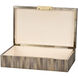 Palm 14.25 inch Grey Straw and Antique Brass Marquetry Box