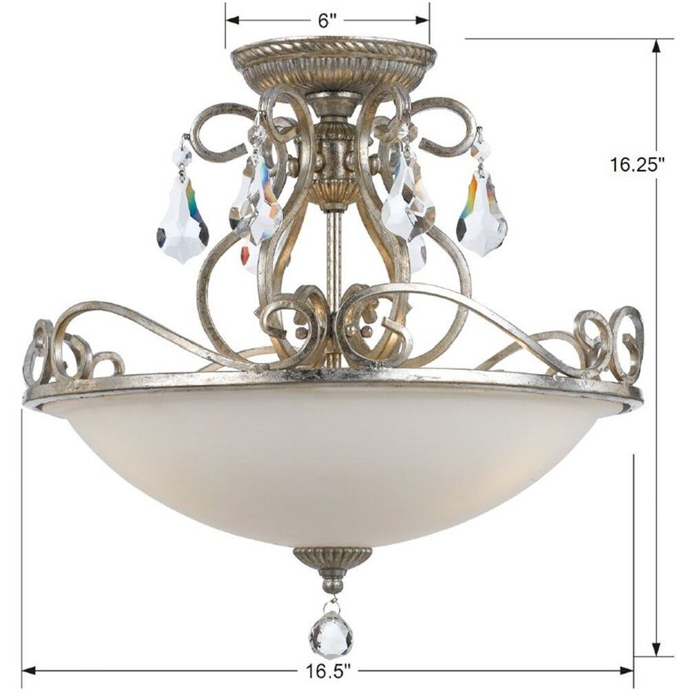 Ashton 3 Light 16.5 inch Olde Silver Semi Flush Ceiling Light in Clear Hand Cut