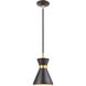 Modley 1 Light 7 inch Matte Black with Brushed Brass Mini Pendant Ceiling Light