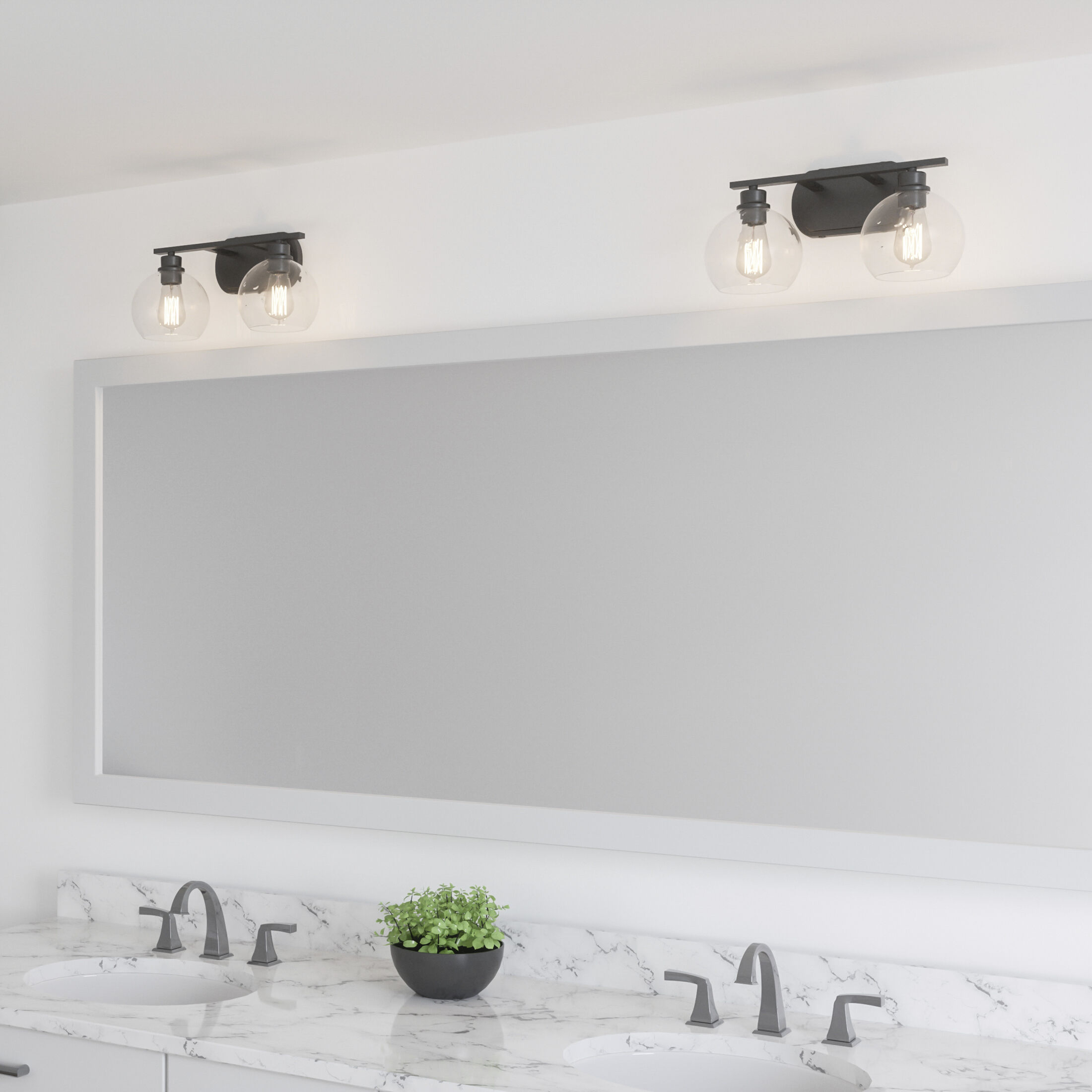 Pruitt 2 Light 16.5 inch Matte Black Bath Light Wall Light in Clear Glass