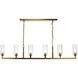Linear 6 Light 62 inch Antique Brass Linear Chandelier Ceiling Light