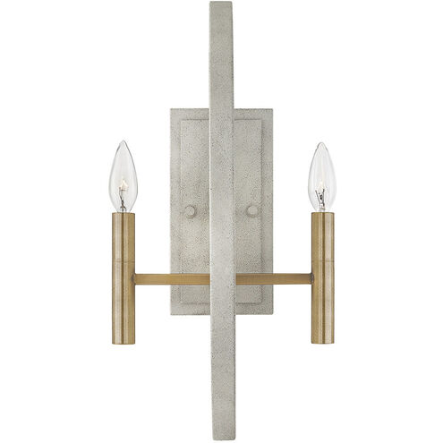 Euclid 2 Light 9.5 inch Cement Gray with Brushed Gold Indoor Wall Sconce Wall Light