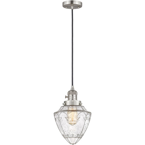 Franklin Restoration Bullet 1 Light 7 inch Brushed Satin Nickel Mini Pendant Ceiling Light in Incandescent, Seedy
