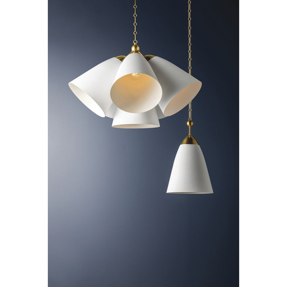 Bronson 1 Light 13.25 inch Aged Brass/White Plaster Pendant Ceiling Light