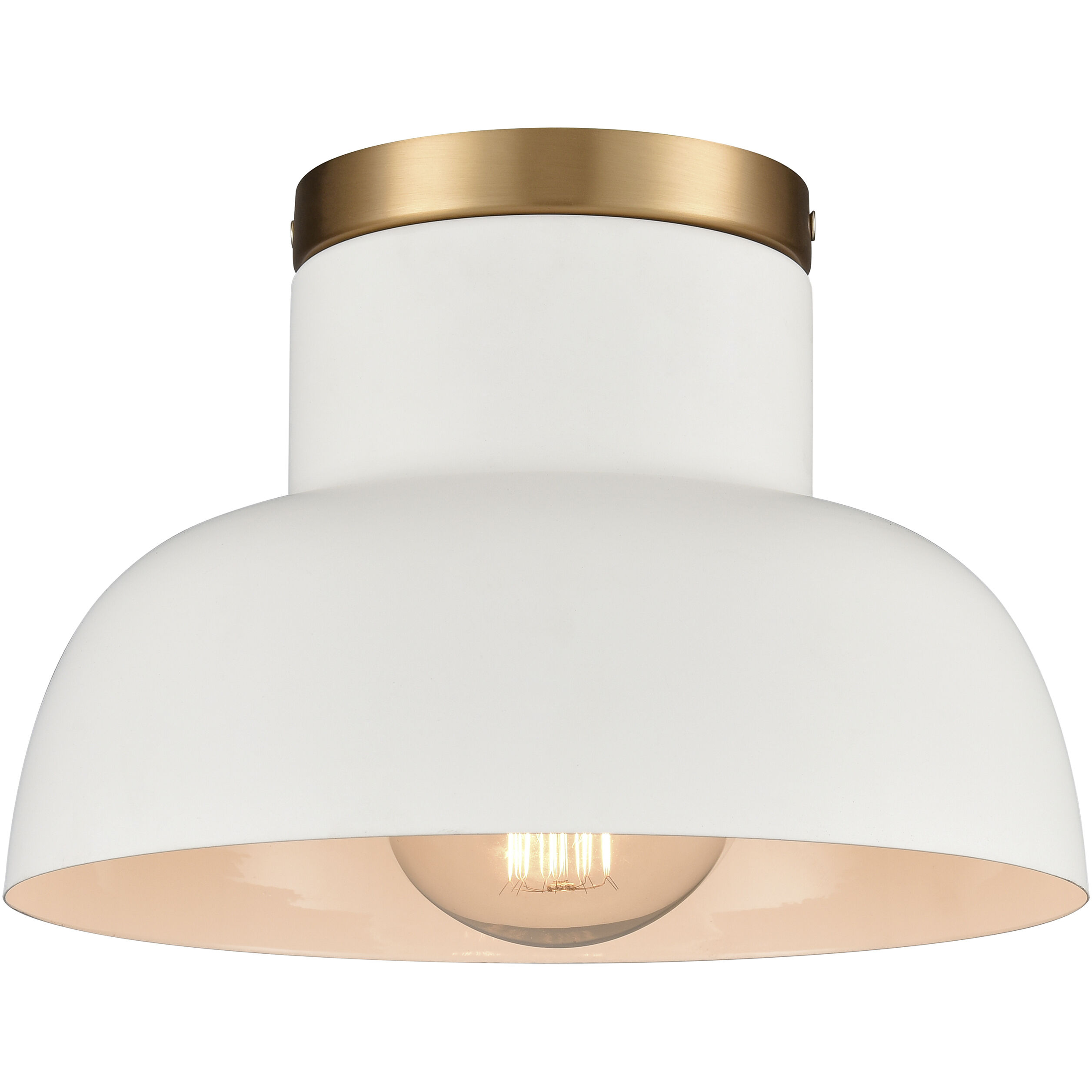 Lewellen 1 Light 10 inch Matte White with Brushed Gold Semi Flush Mount Ceiling Light