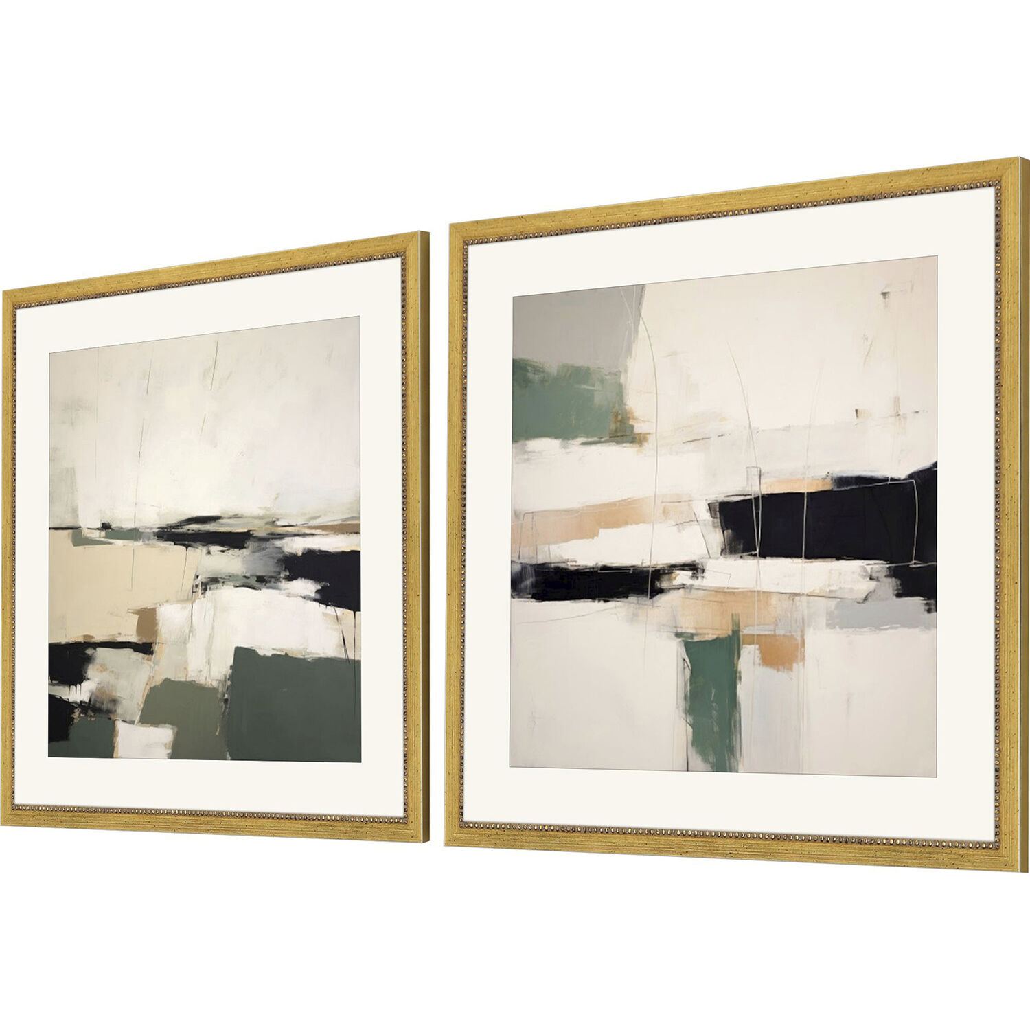 Lovely Landscape Beige and Black and Brown and Green Framed Art