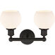 Edison Athens 2 Light 15 inch Oil Rubbed Bronze Bath Vanity Light Wall Light in Matte White Glass