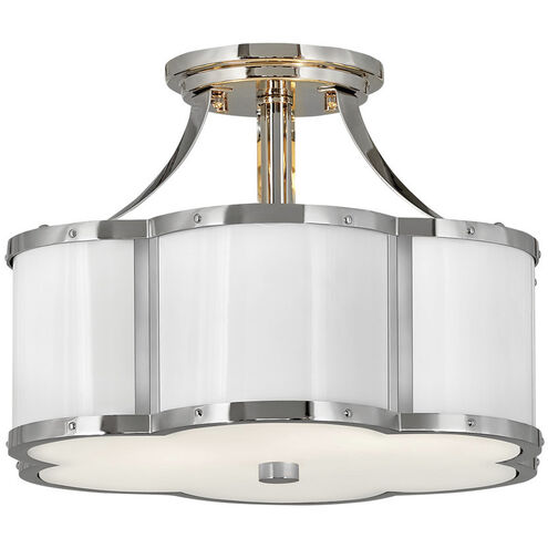 Chance 2 Light 14.25 inch Polished Nickel with Polished White Indoor Semi-Flush Mount Ceiling Light