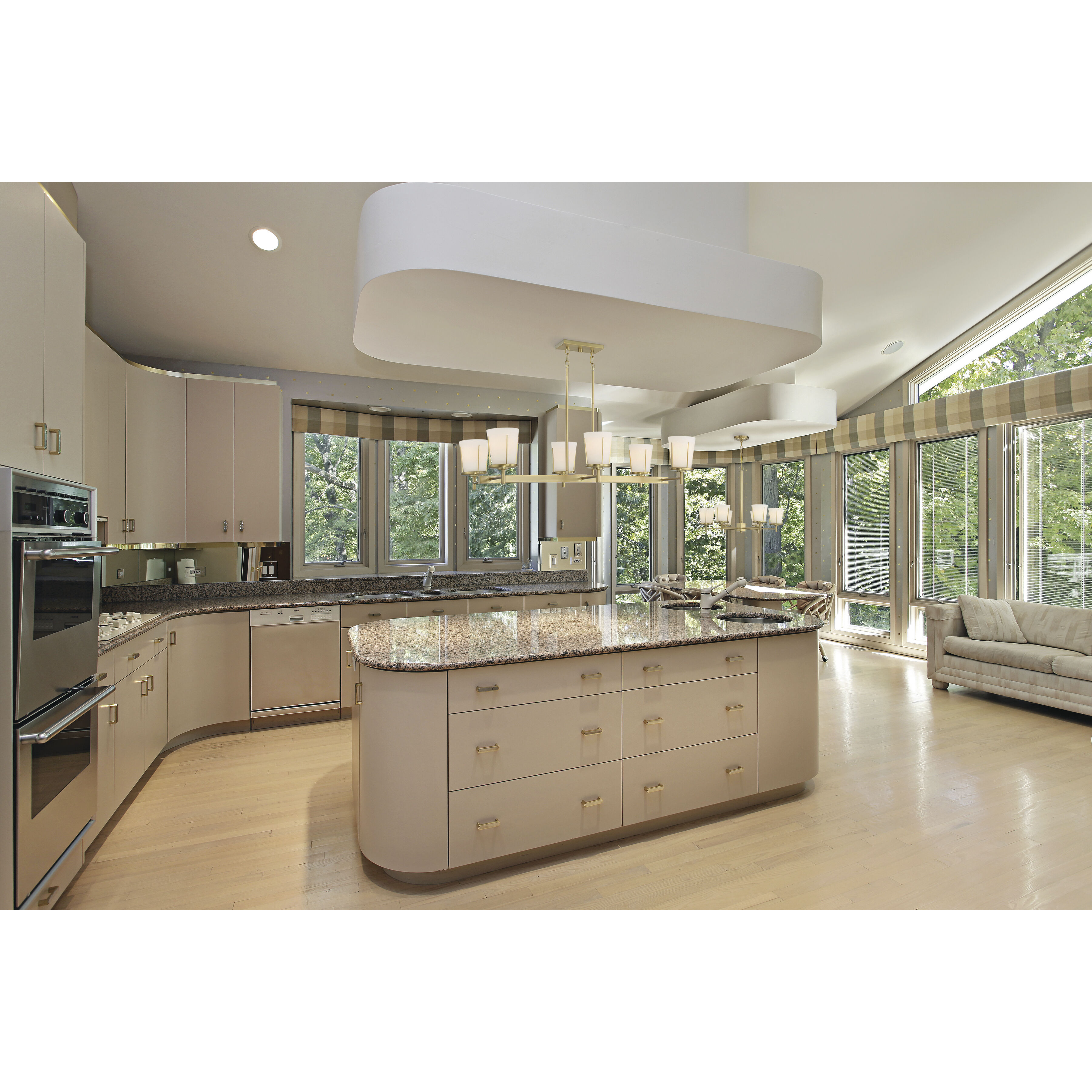 Serene 6 Light 36 inch Natural Brass Island Pendant Ceiling Light