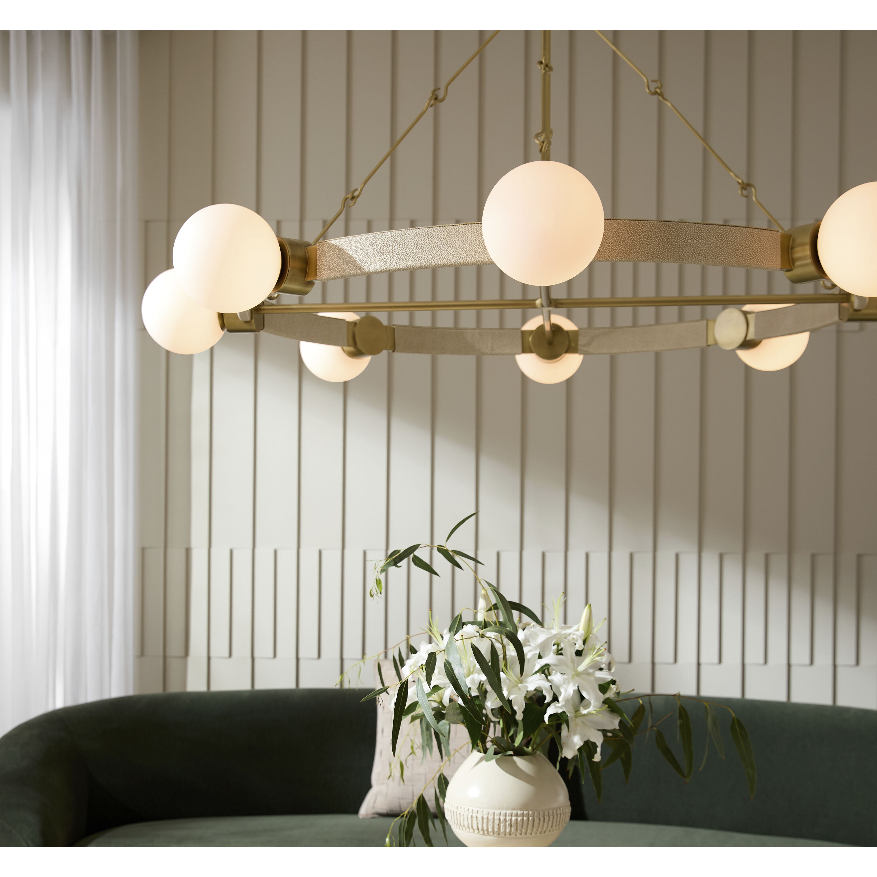 Liberty 8 Light 55.5 inch Ivory with Antique Brass Chandelier Ceiling Light