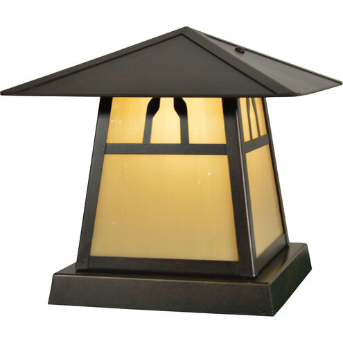 Carmel 1 Light 7.5 inch Mission Brown Column Mount in Amber Mica, Hillcrest Overlay