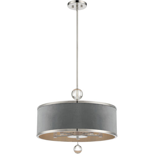 Luxour 5 Light 20 inch Polished Nickel Convertible Pendant Semi Flush Ceiling Light