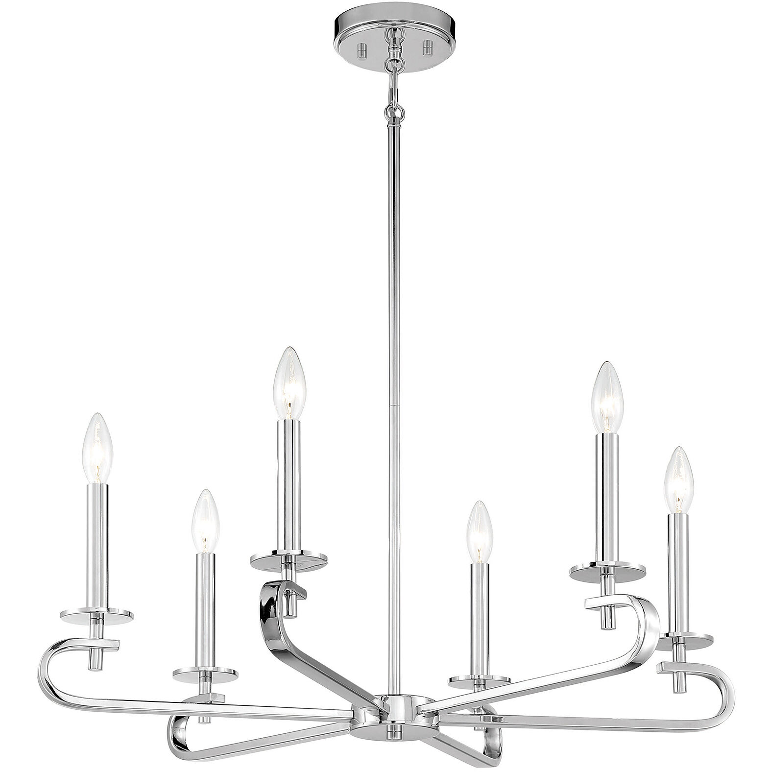Torino 6 Light 28 inch Polished Nickel Chandelier Ceiling Light, Essentials