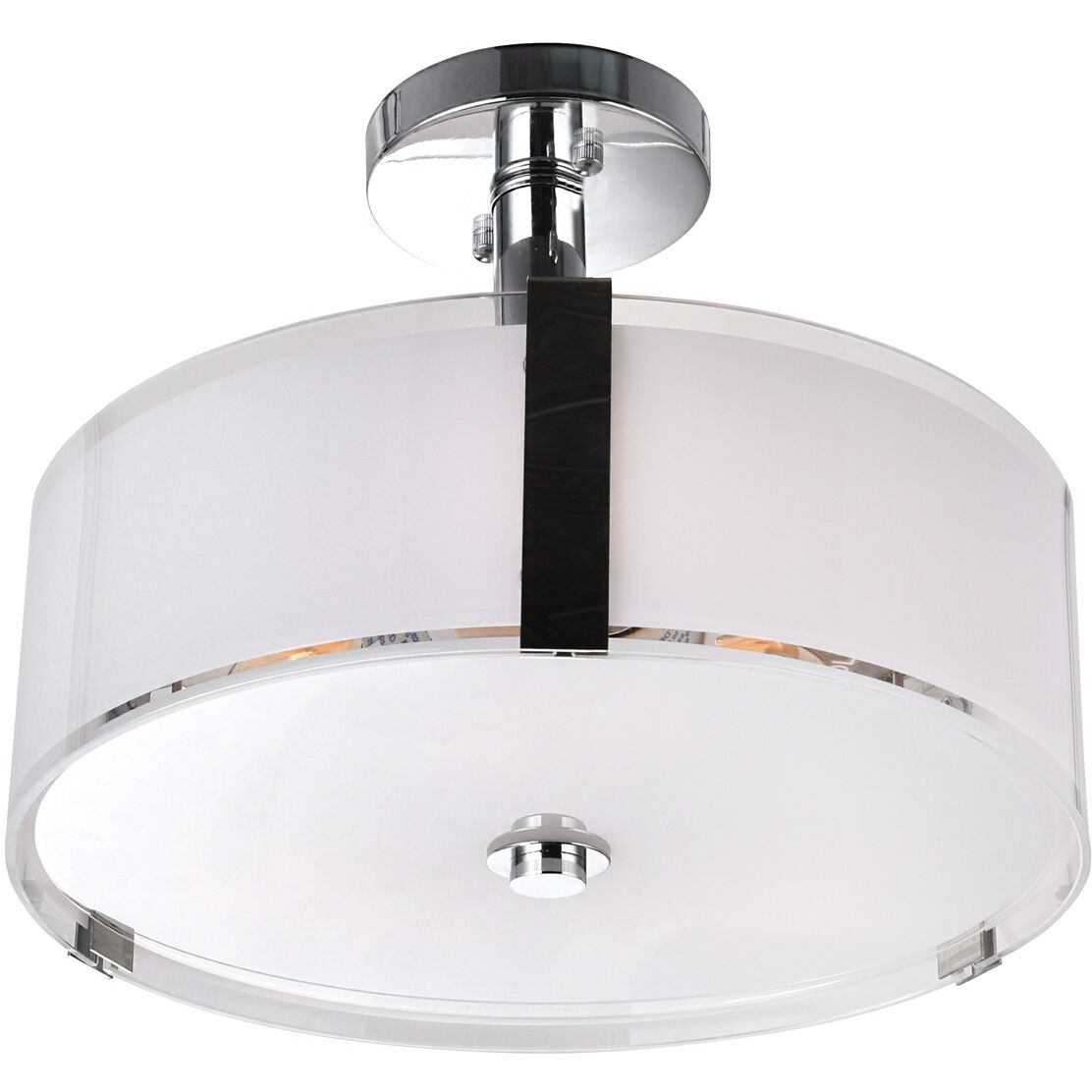 Lucie 3 Light 14 inch Chrome Drum Shade Chandelier Ceiling Light