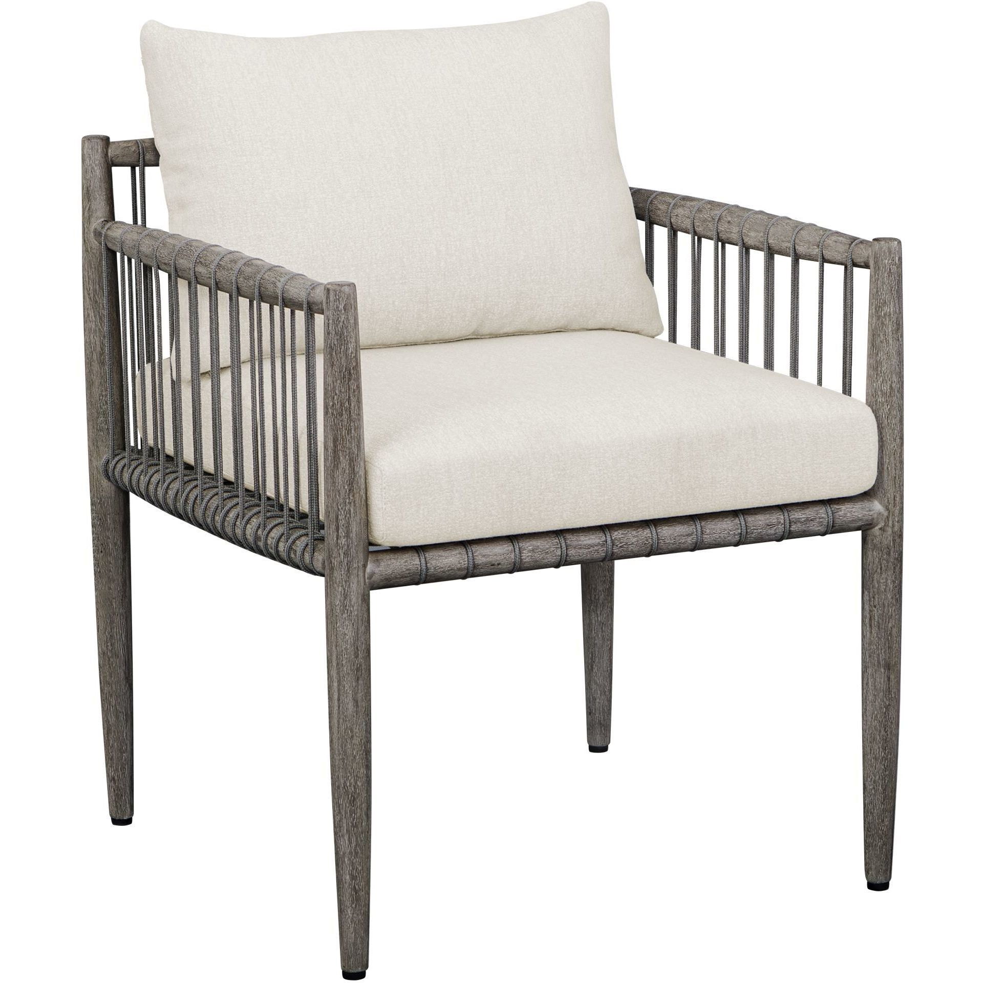 Borneo Weathered Dark Gray and Oyster White Outdoor Dining Chair