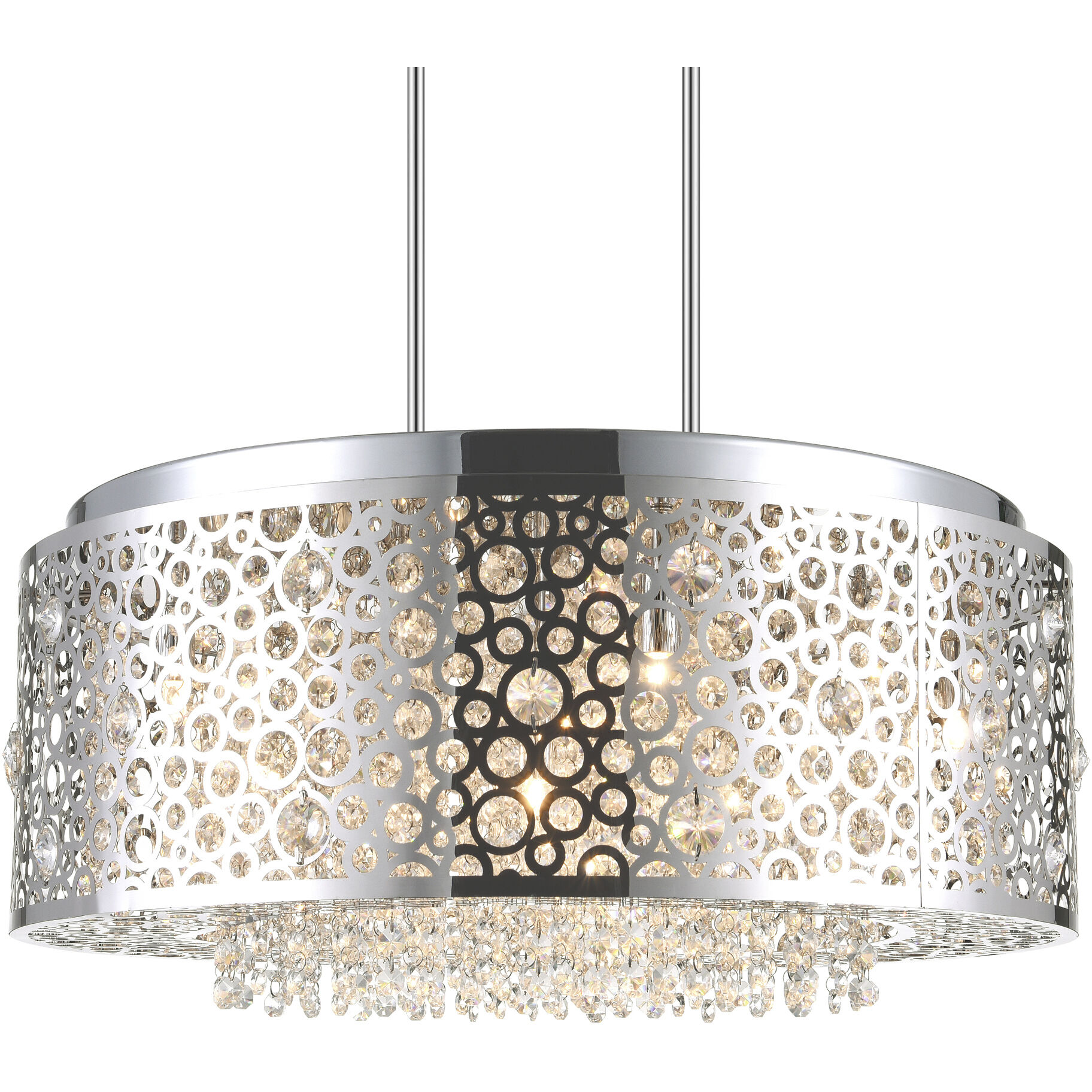 Bubbles 9 Light 24 inch Chrome Drum Shade Chandelier Ceiling Light