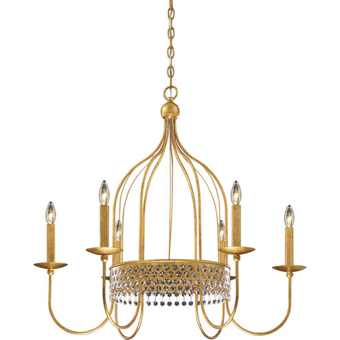 Kingsmont 6 Light 32 inch Glitz Gold Leaf Pendant Ceiling Light