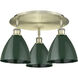 Ballston Dome 3 Light 19.25 inch Antique Brass Flush Mount Ceiling Light in Green