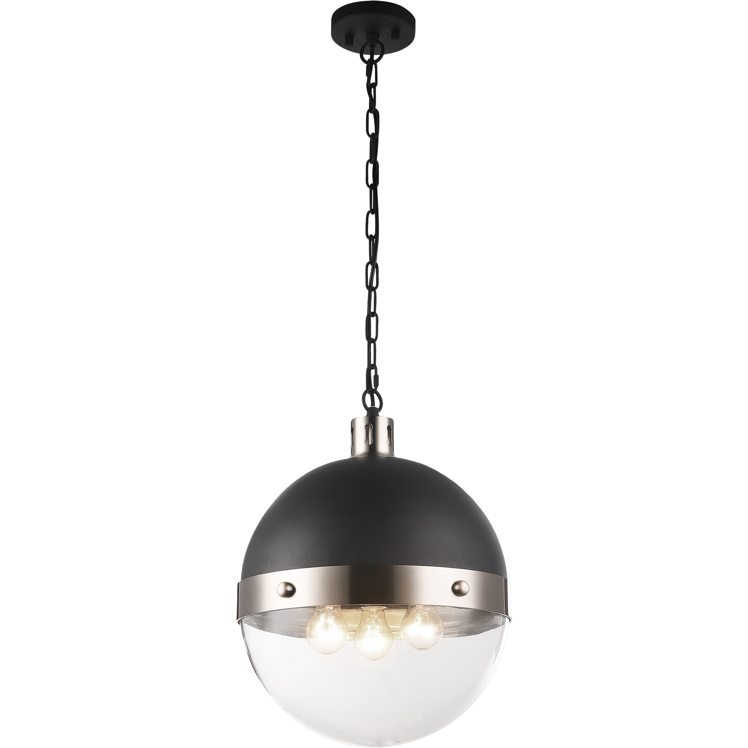 Torino 3 Light 14 inch Brushed Nickel Pendant Ceiling Light in Brushed Nickel and Clear