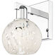 Arcadia White Mouchette Armed Sconce Wall Light in Polished Chrome