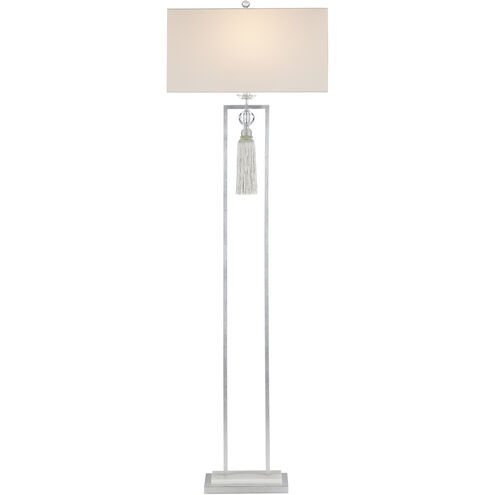 Vitale 69.5 inch 150 watt Silver Leaf and White Marble with Crystal Floor Lamp Portable Light