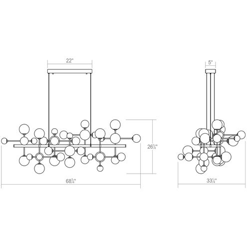 Nebula LED 68.75 inch Satin Nickel Chandelier Ceiling Light