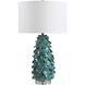 Mina 27.5 inch 150 watt Aged Teal Blue and Crystal with Antique Brass Table Lamp Portable Light