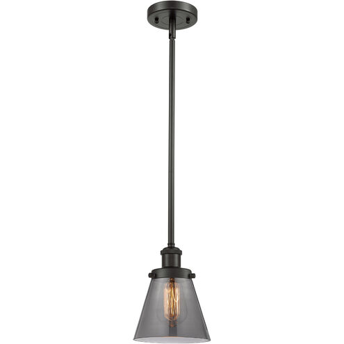 Ballston Small Cone 1 Light 6 inch Oil Rubbed Bronze Pendant Ceiling Light in Plated Smoke Glass, Ballston