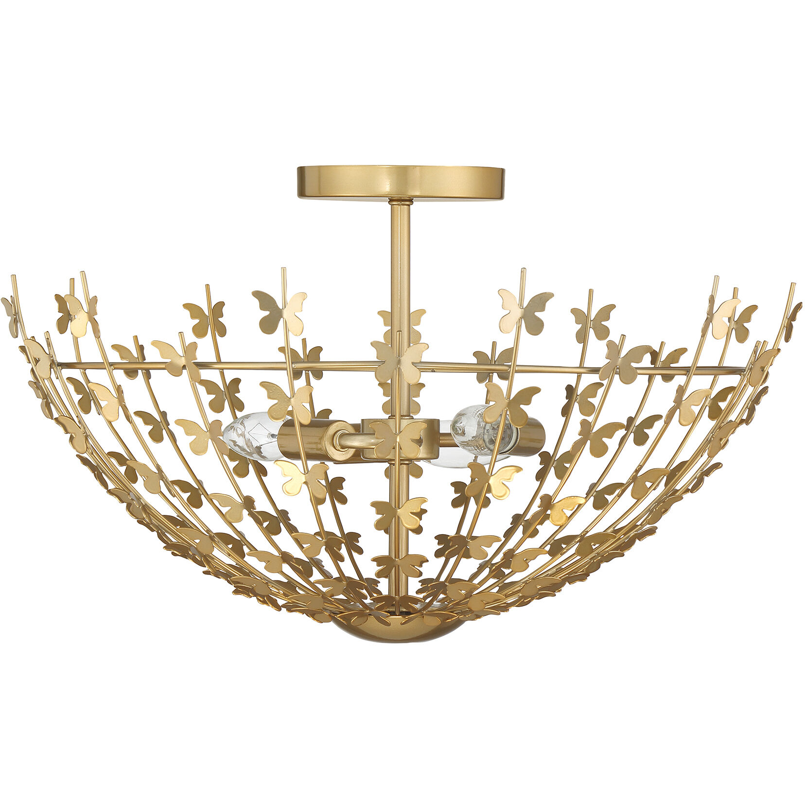 Birch 3 Light 20 inch Burnished Brass Semi-Flush Ceiling Light