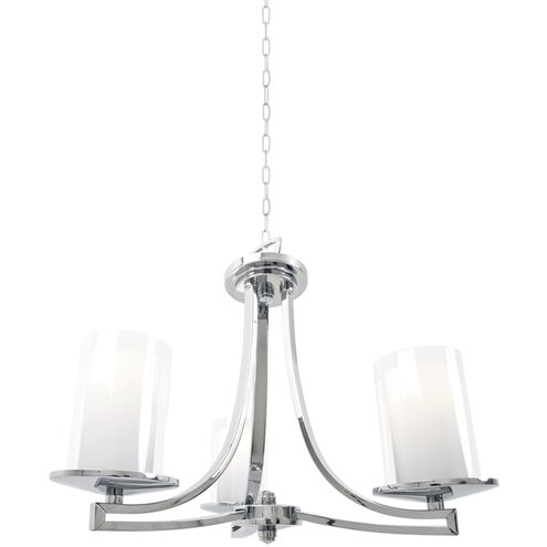 Essex 3 Light 20 inch Chrome Semi-flush Mount Ceiling Light in Half Opal Glass