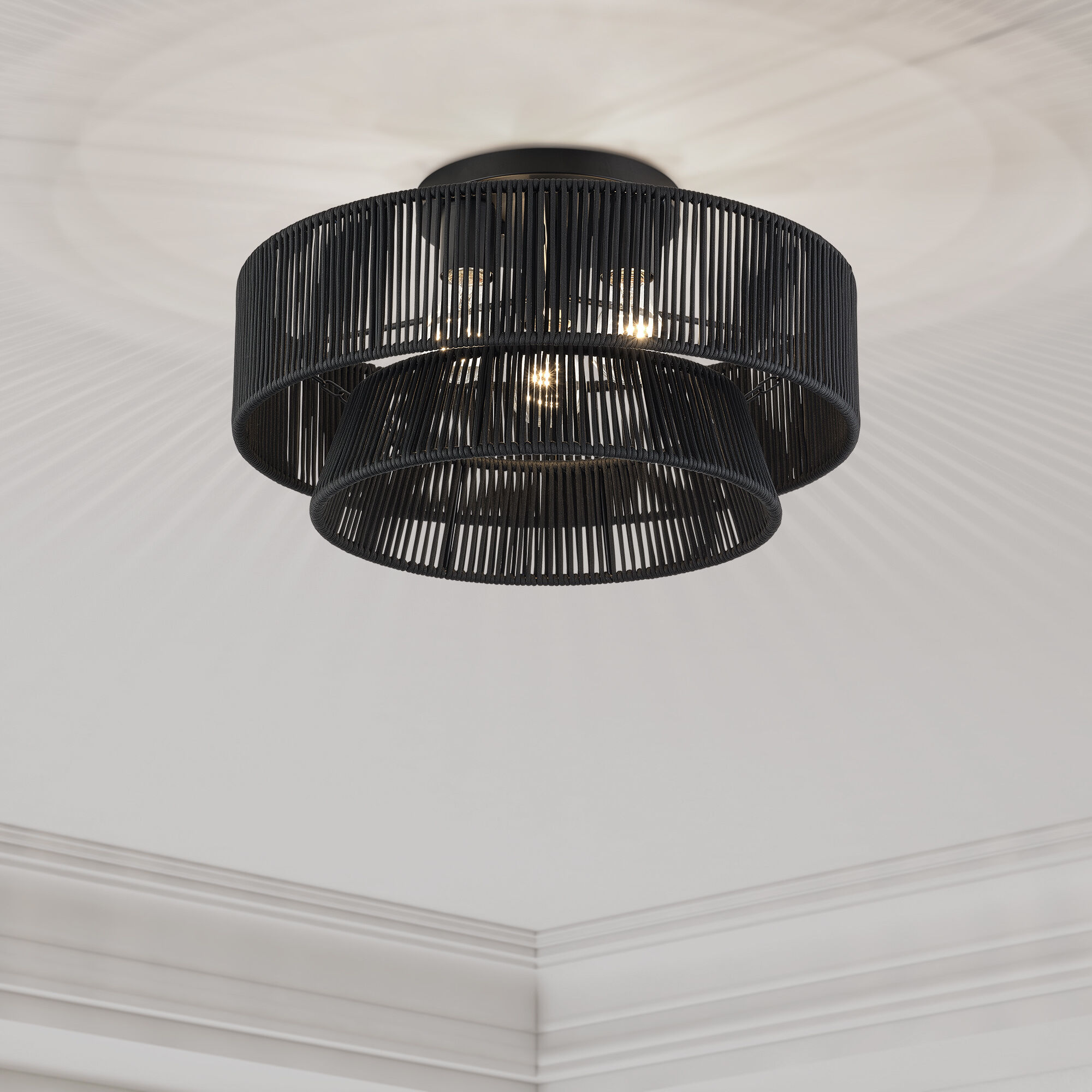 Florell 3 Light 18 inch Black Semi Flush Mount Ceiling Light, Large
