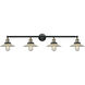 Franklin Restoration Halophane 4 Light 45 inch Black Antique Brass Bath Vanity Light Wall Light in Clear Halophane Glass, Franklin Restoration