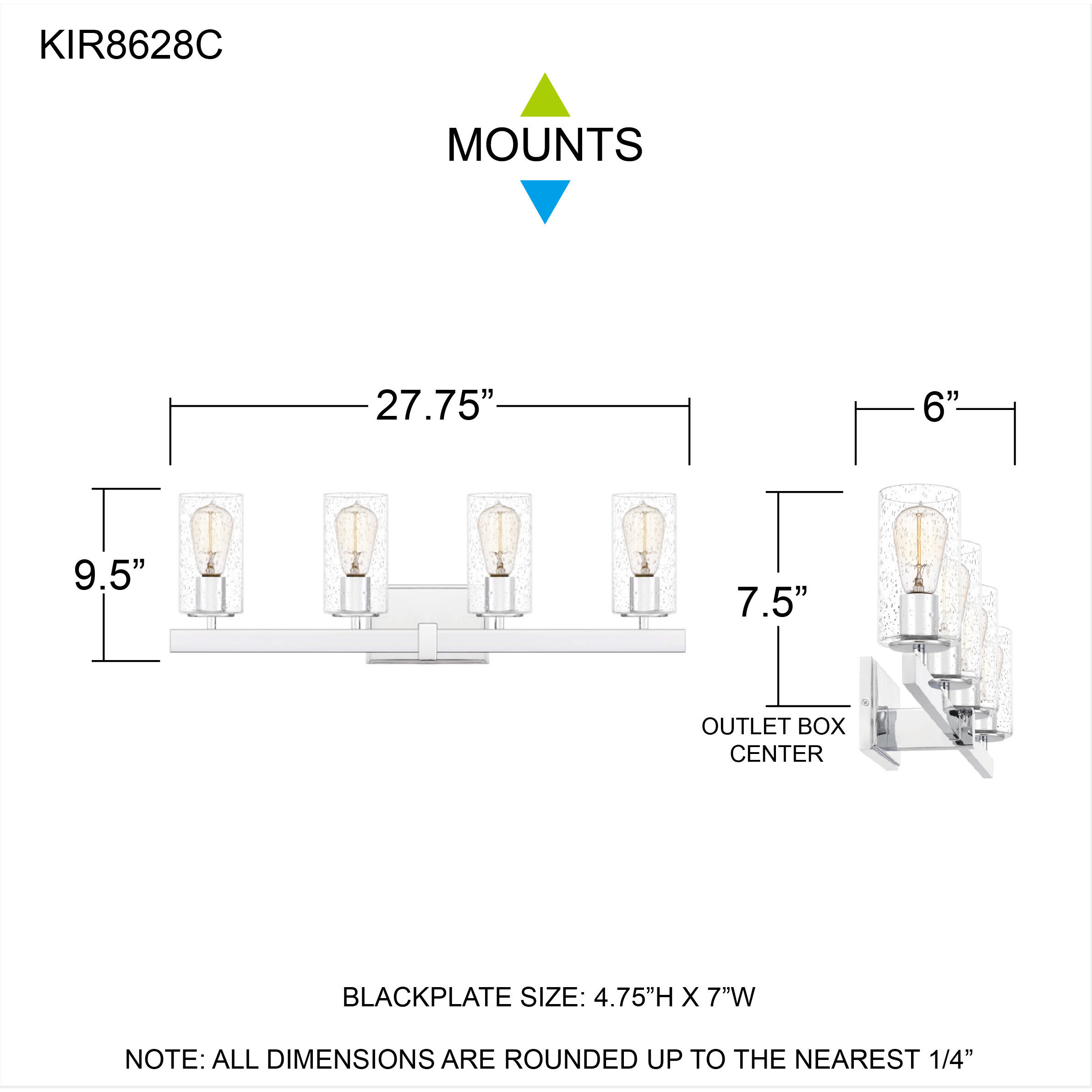 Kirby 4 Light 28 inch Polished Chrome Bath Light Wall Light, Extra Large