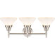 Caden LED 26 inch Satin Nickel Bath Vanity Light Wall Light in White Glass