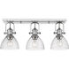 Hines 3 Light 25 inch Chrome Semi-flush Ceiling Light in Seeded Glass, Damp