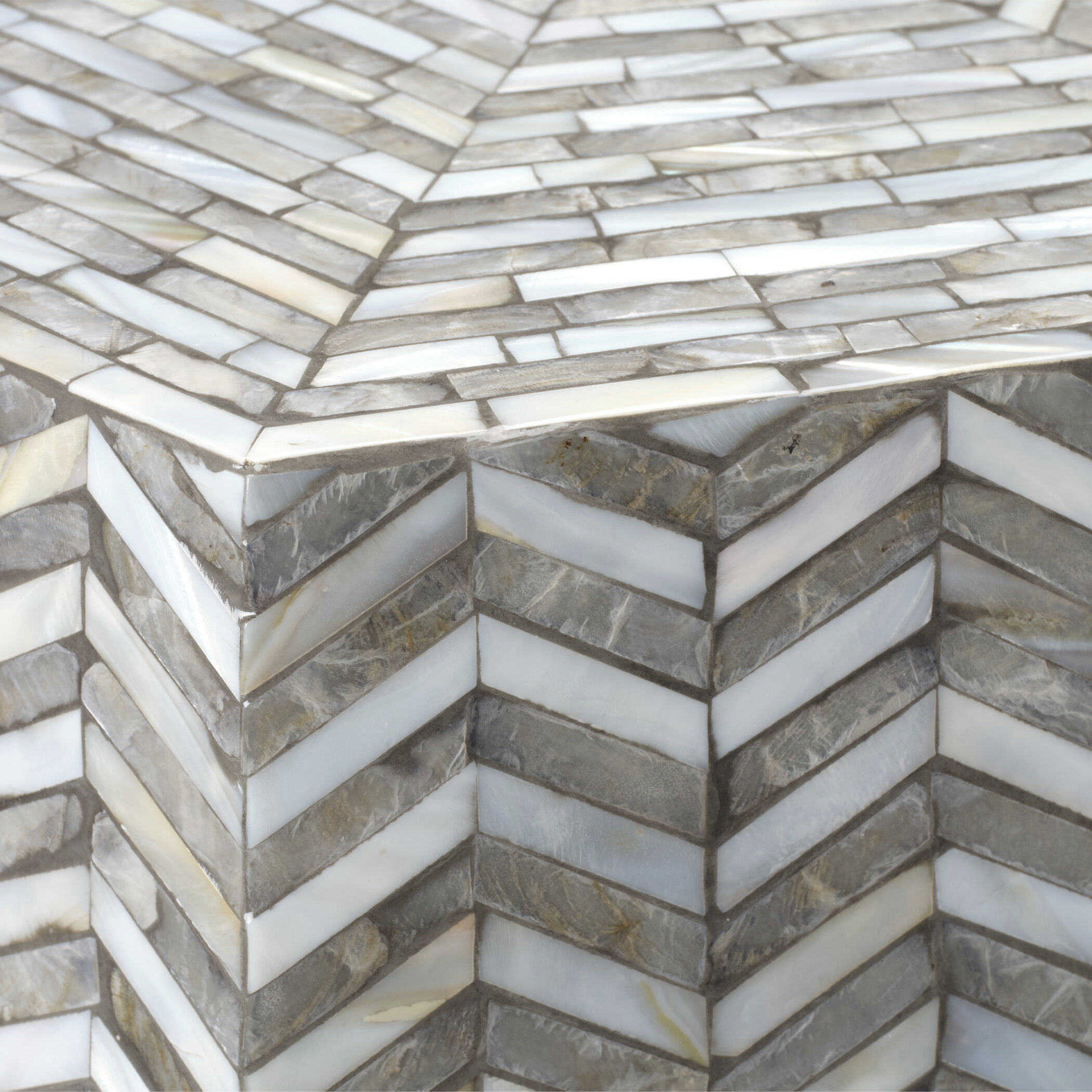 Brando 22.5 X 16.5 inch Mixed Grey and White Mother of Pearl Side Table