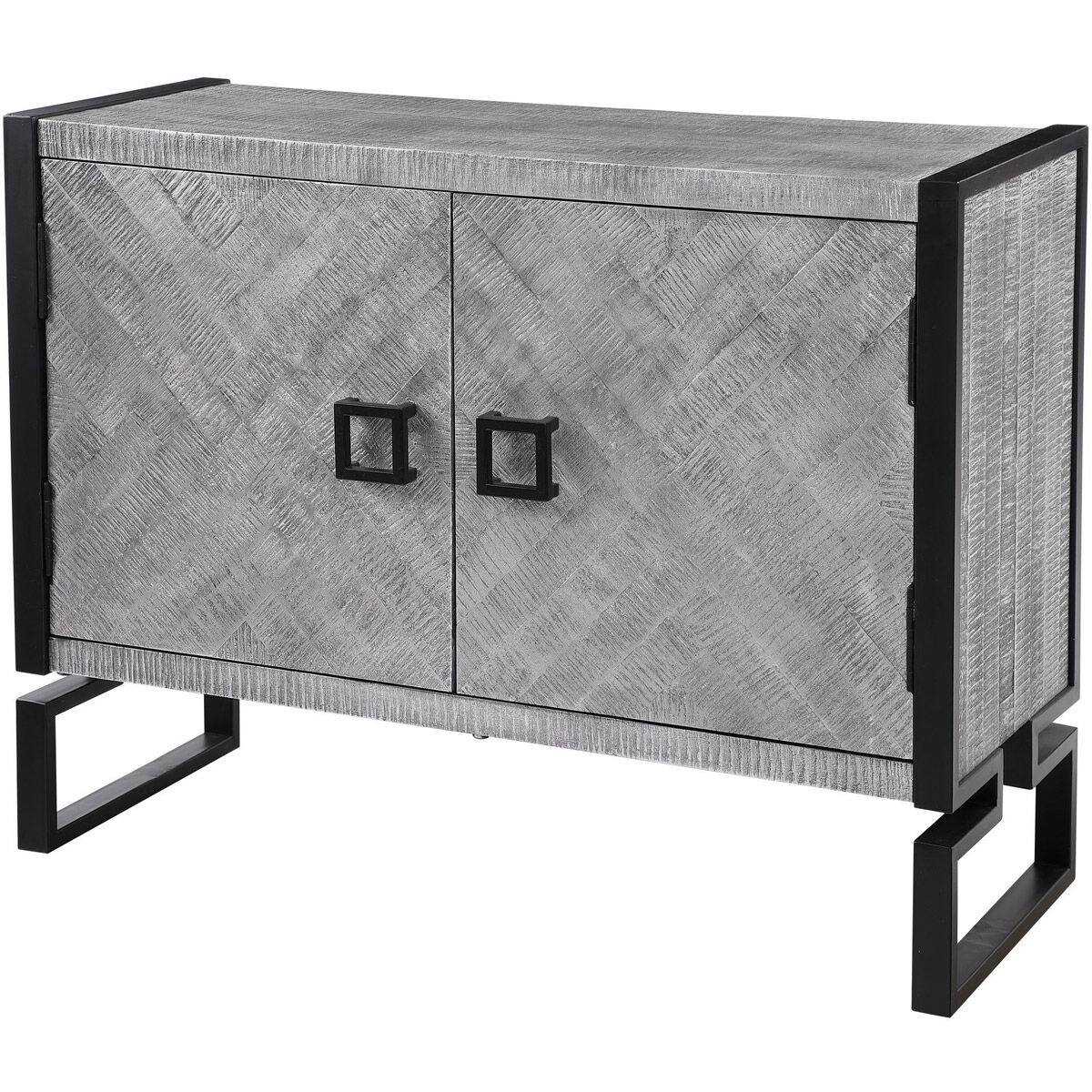 Keyes Light Gray and Charcoal with Matte Black 2 Door Cabinet