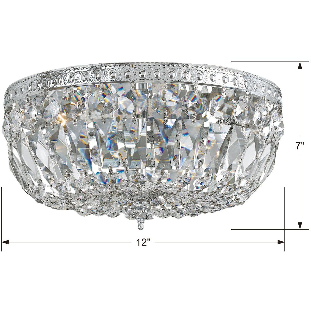 Waltham 3 Light 12 inch Polished Chrome Flush Ceiling Light in Clear Spectra